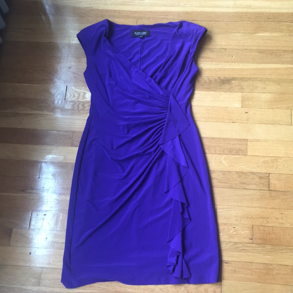 Evan Picone Black Label purple V neck dress